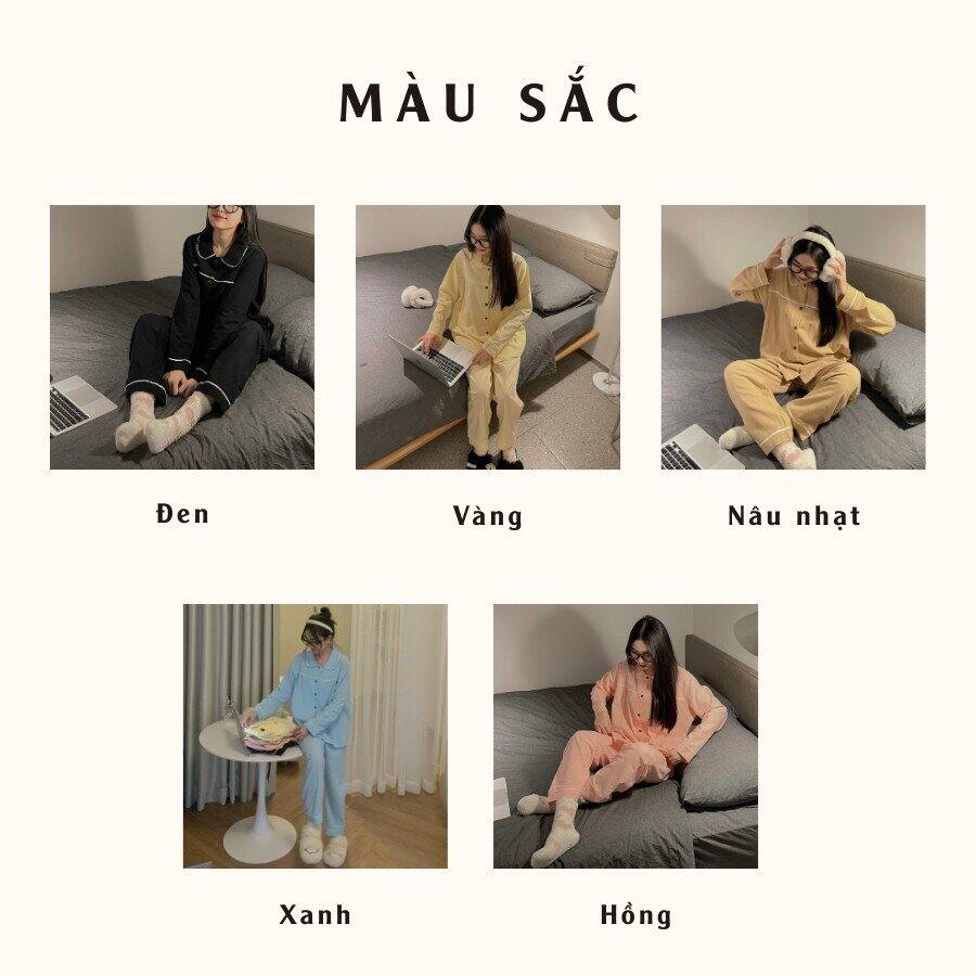 Sét bộ pyjama xốp bèo tay dài quần dài