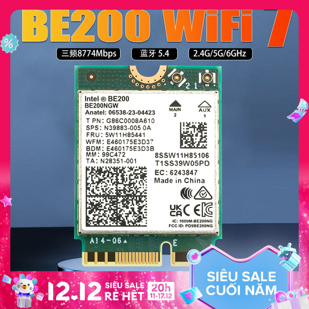 Card Mạng Không Dây Be200 Máy Tính Để Bàn Máy Tính Để Bàn M.2 Wifi7 Thiết Bị Nhận Gigabit Bluetooth 5.4