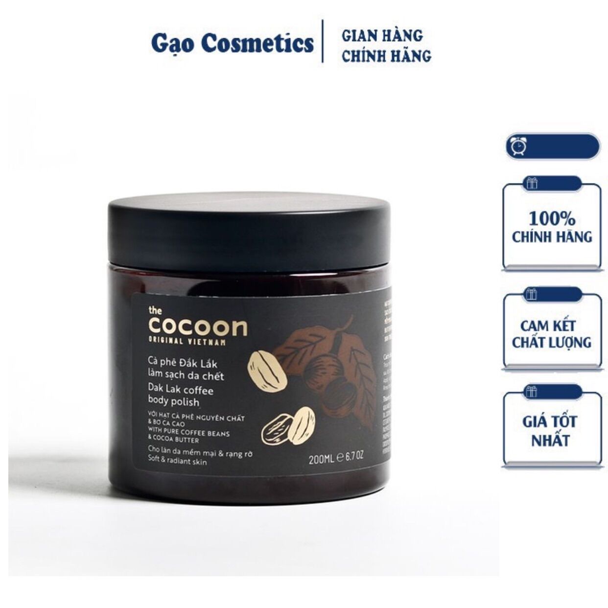 Cà phê đắk lắk làm sạch da chết cocoon 200ml
