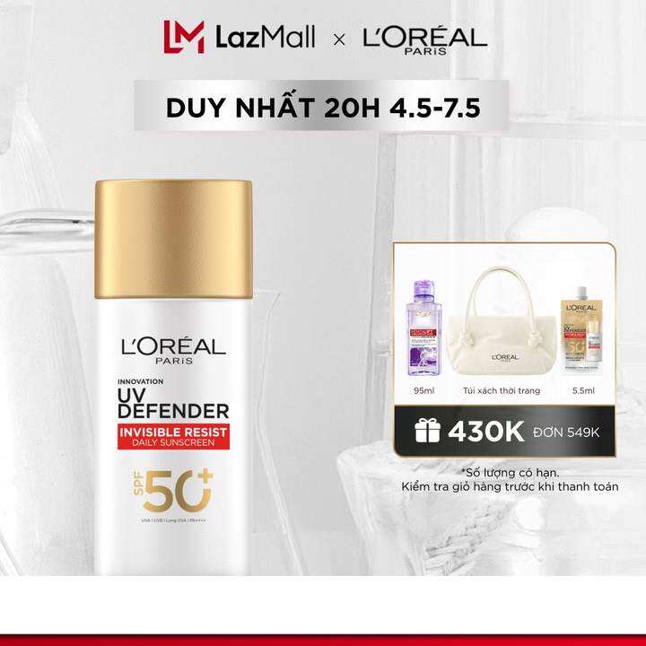 Sữa Chống Nắng Phổ Rộng Vô Hình Thoáng Da UV Defender Invisible Resist L’Oréal Paris 50ml SPF 50+ PA++++
