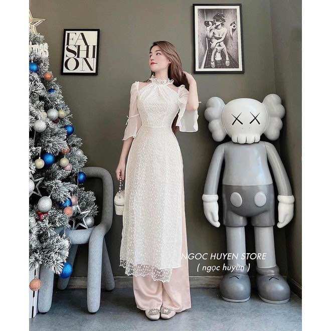 (SHOP BIGSIZE NỮ 50KG ĐẾN 90KG) set áo dài cách tân tay loe tà 2 lớp