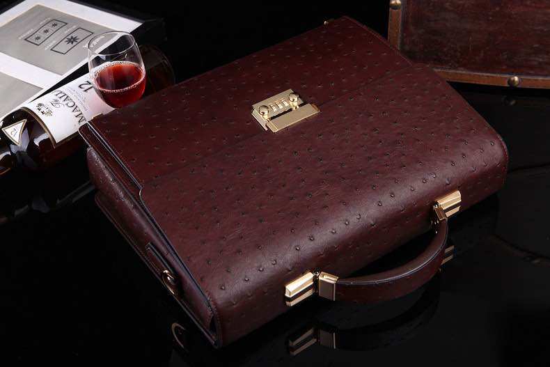 Cặp Da Nam Khóa Số Da Đà Điểu,Túi Xách Da Thật San Leather 9828