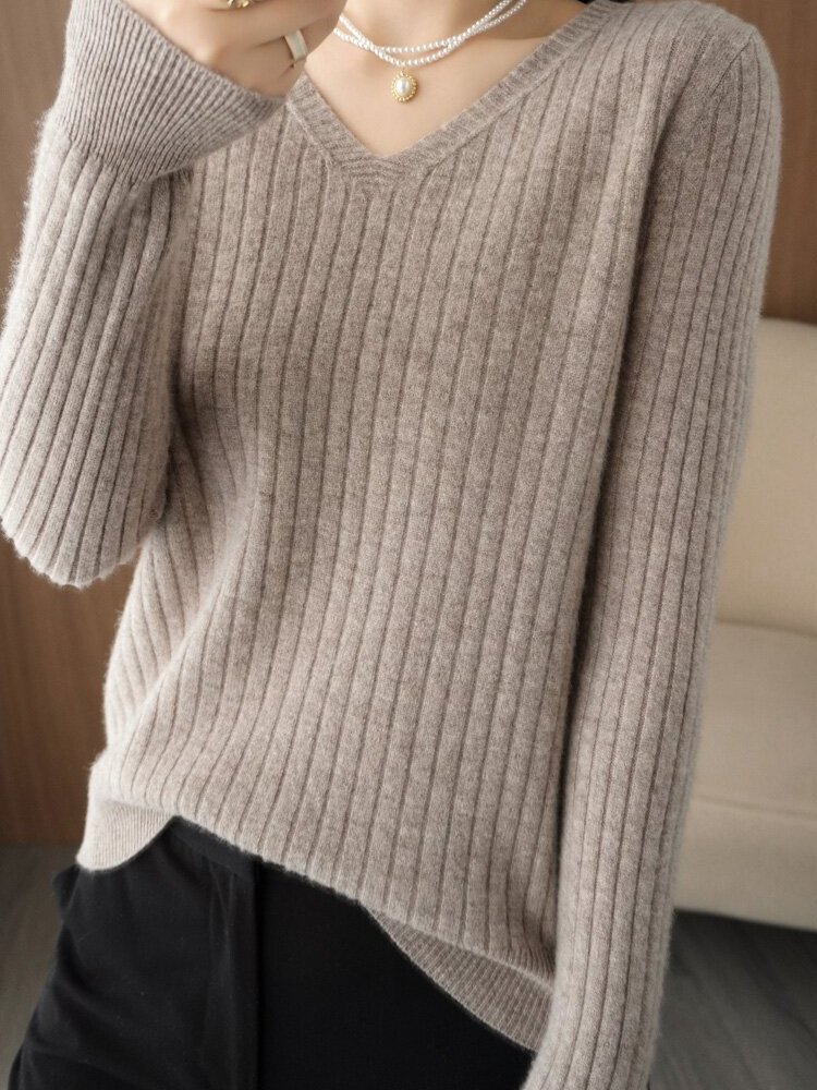 Áo Len Dệt Kim Cổ Chữ V Dài Tay Dáng Rộng Đa Năng Thu Đông Cho Nữ Cỡ Lớn Áo Len Cardigan Cơ Bản Thoải Mái Thường Ngày