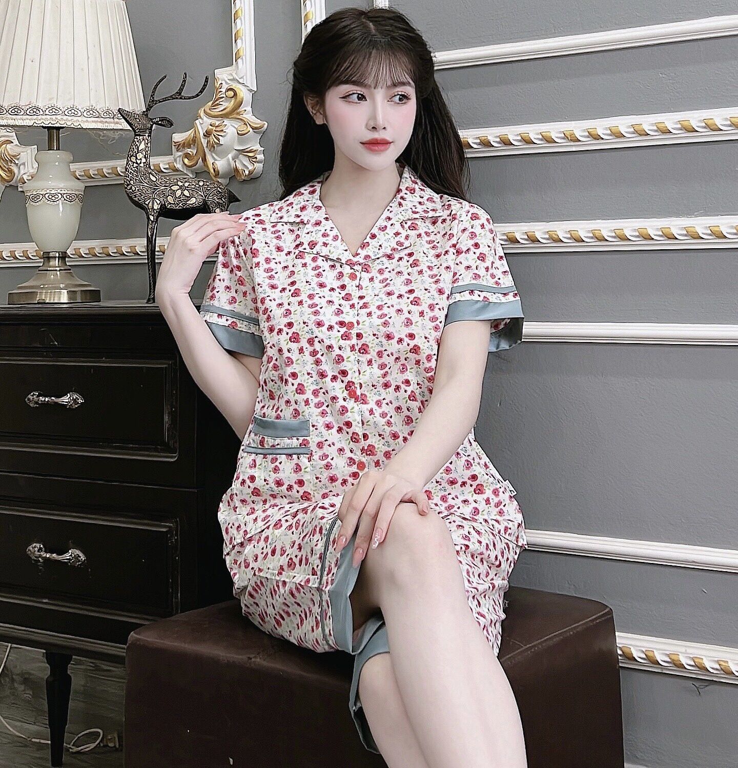 Đồ bộ nữ mẫu lửng vải kate