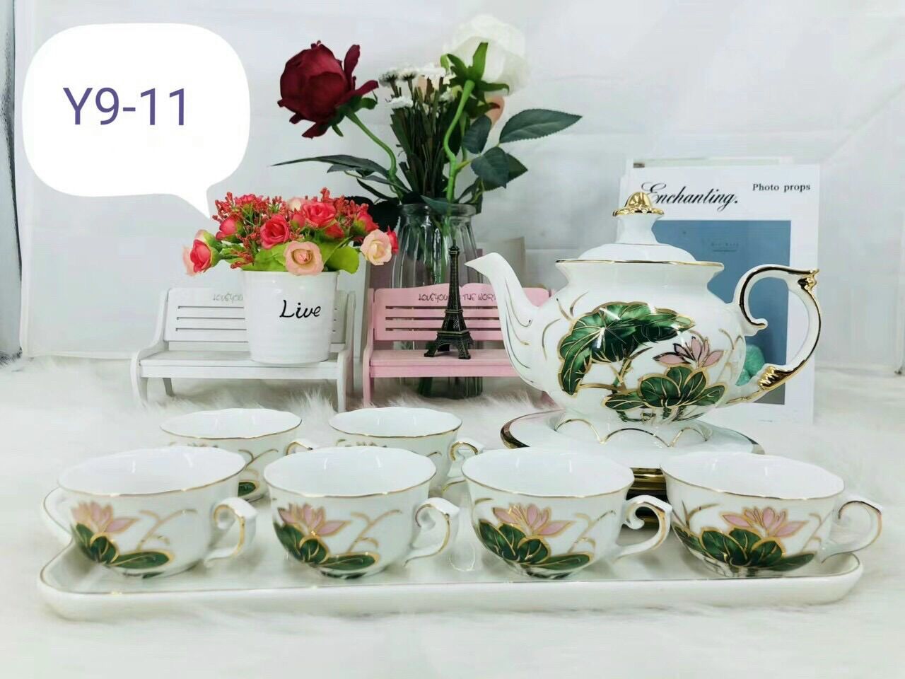 Bộ ấm chén men sứ trắng hàng loại 1 cao cấp