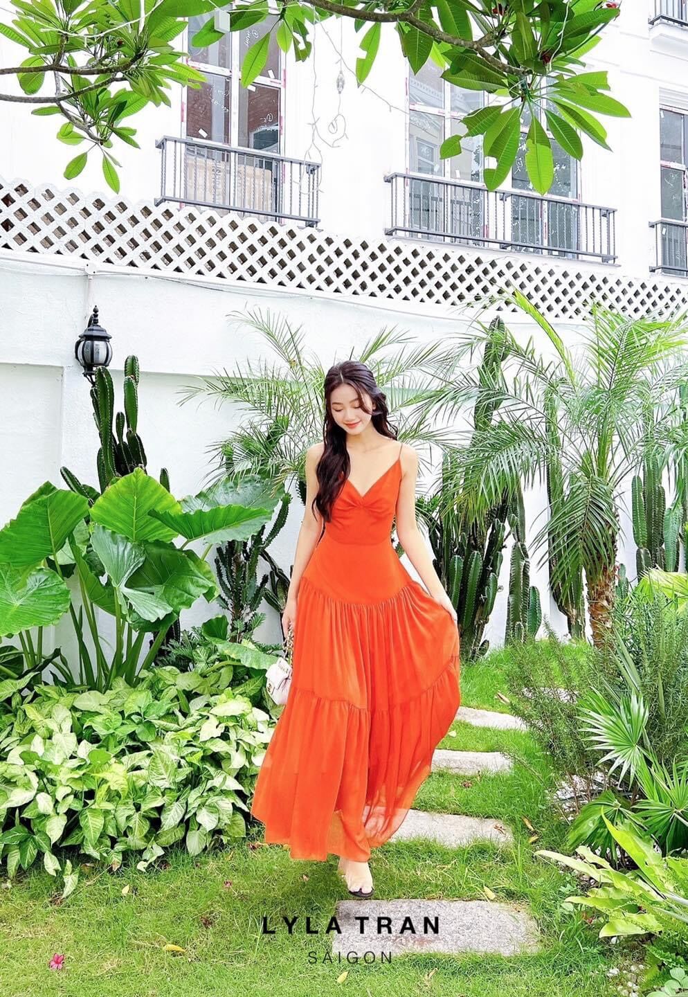 Đầm 2 dây cam bèo phom maxi dễ mặc (MINNIE)