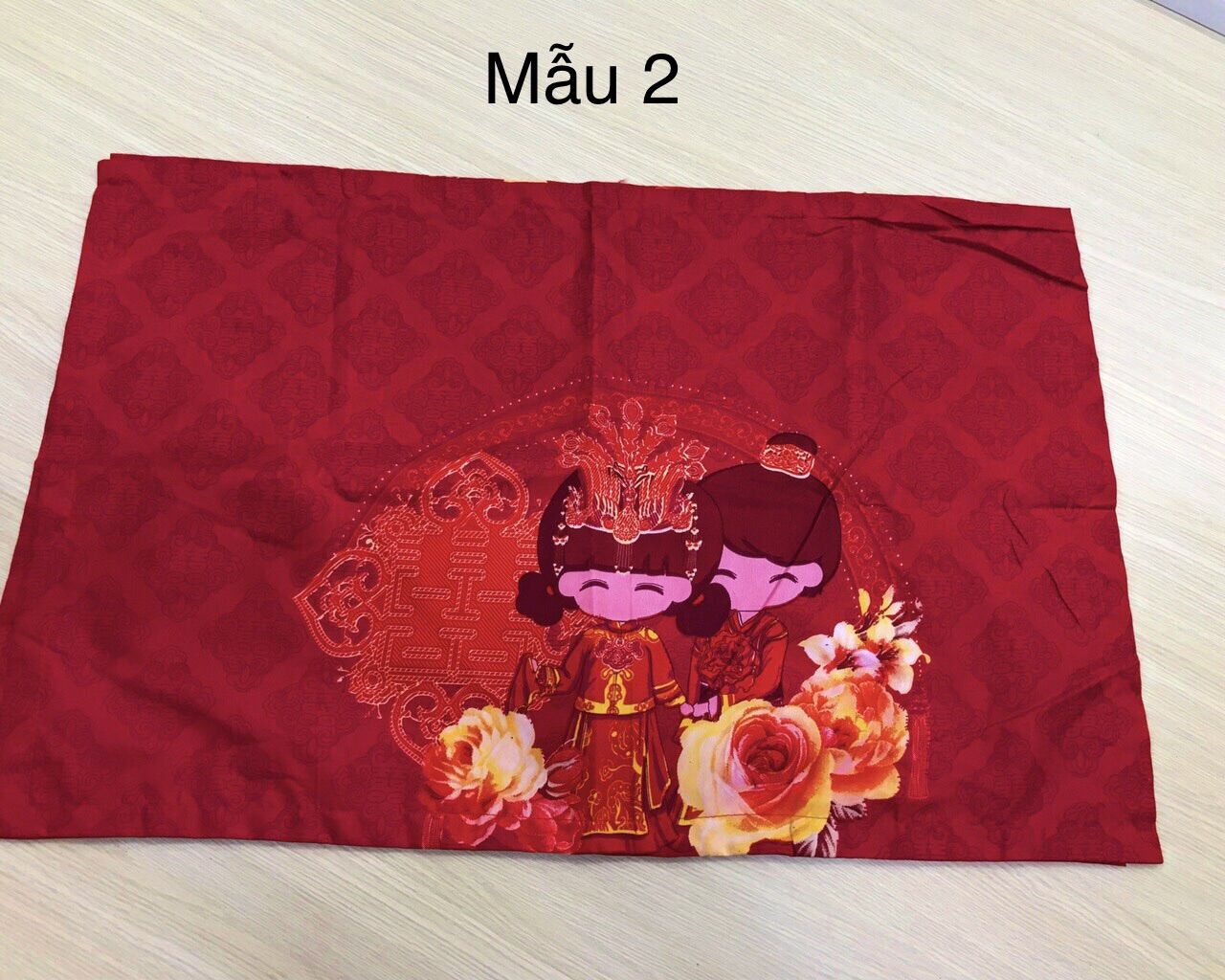 Gối cưới màu đỏ hỷ siêu đẹp