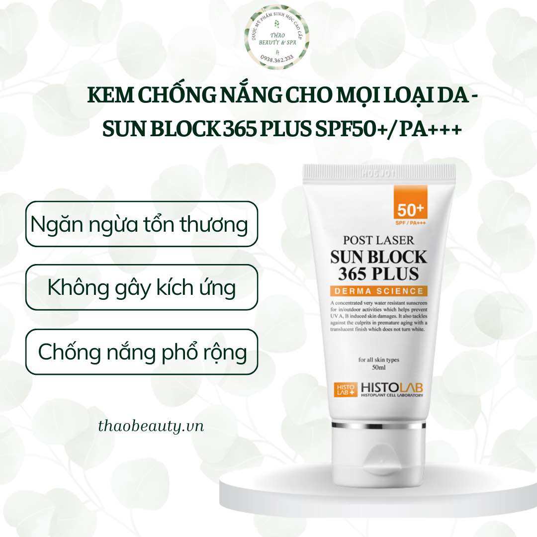 HISTOLAB - KEM CHỐNG NẮNG CHO MỌI LOẠI DA - SUN BLOCK 365 PLUS SPF50+/ PA+++