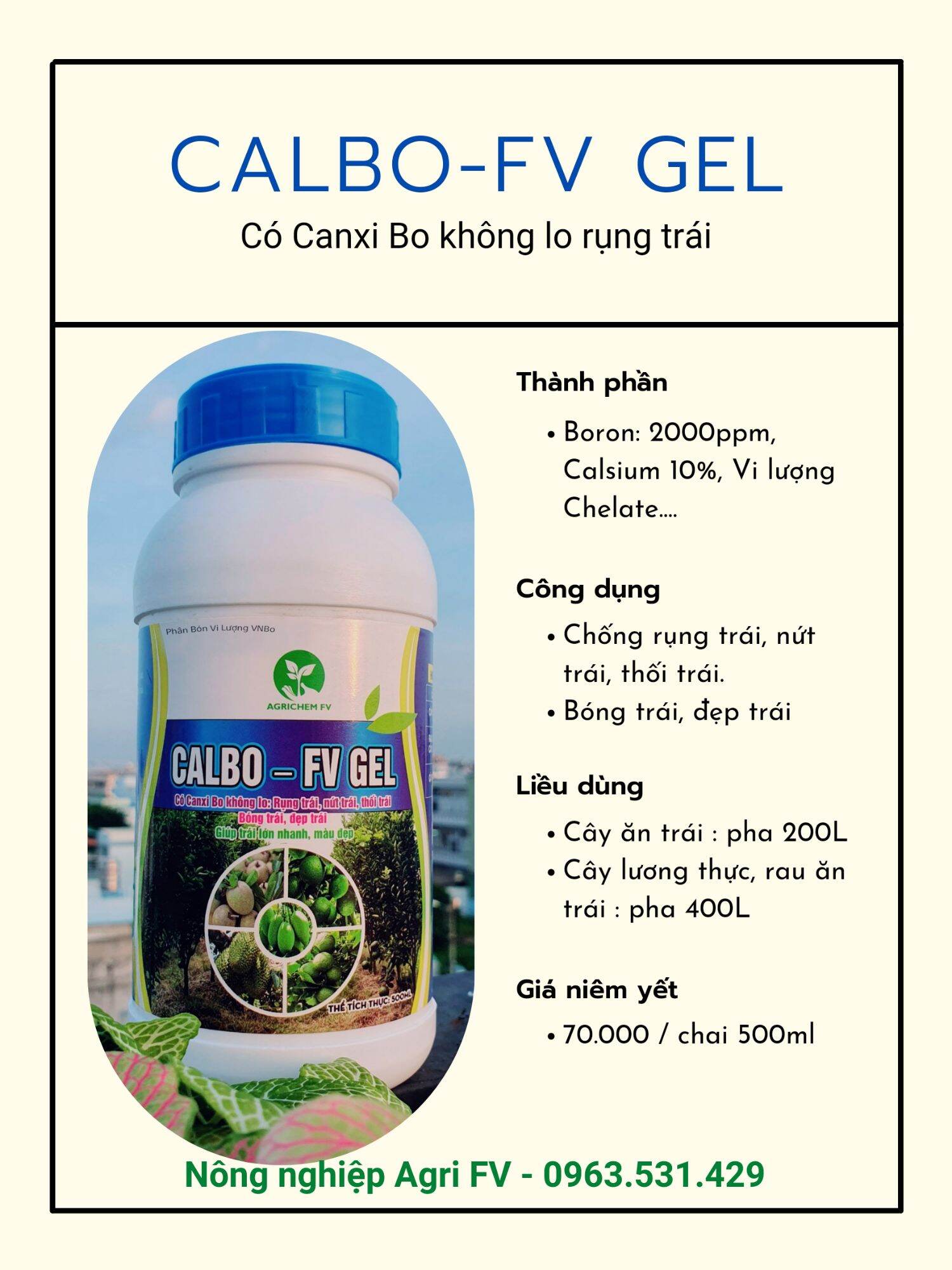 Phân bón Canxi Bo - Calbo FV 500ml
