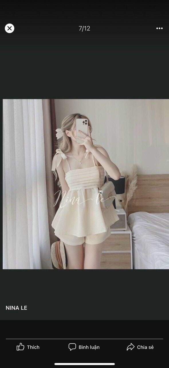 Set peplum 2 dây nơ