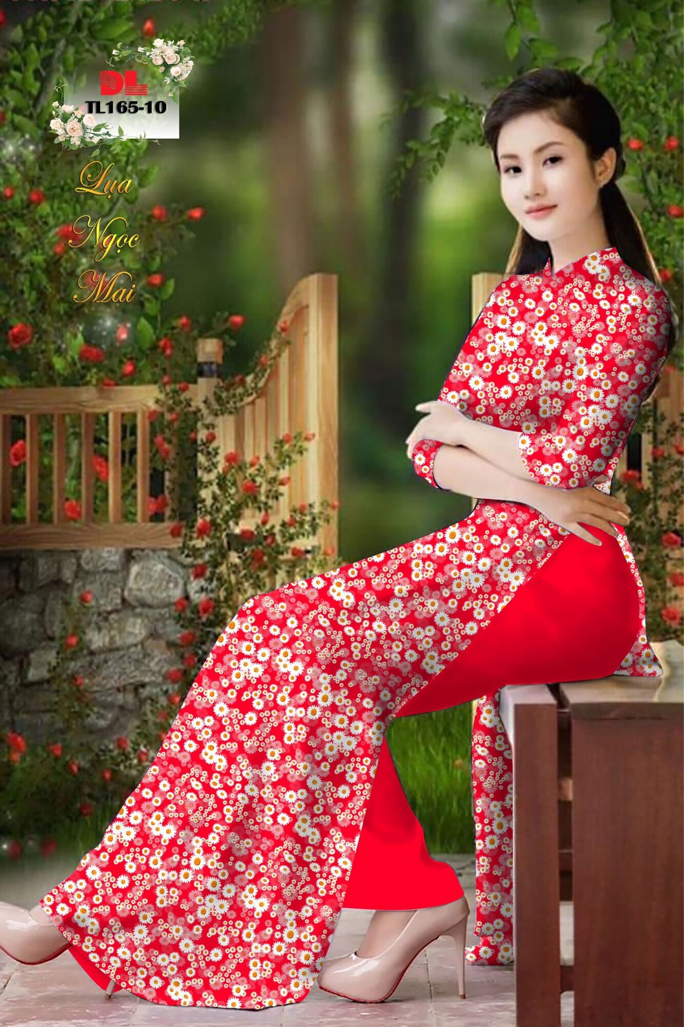 Vải áo dài hoa cúc