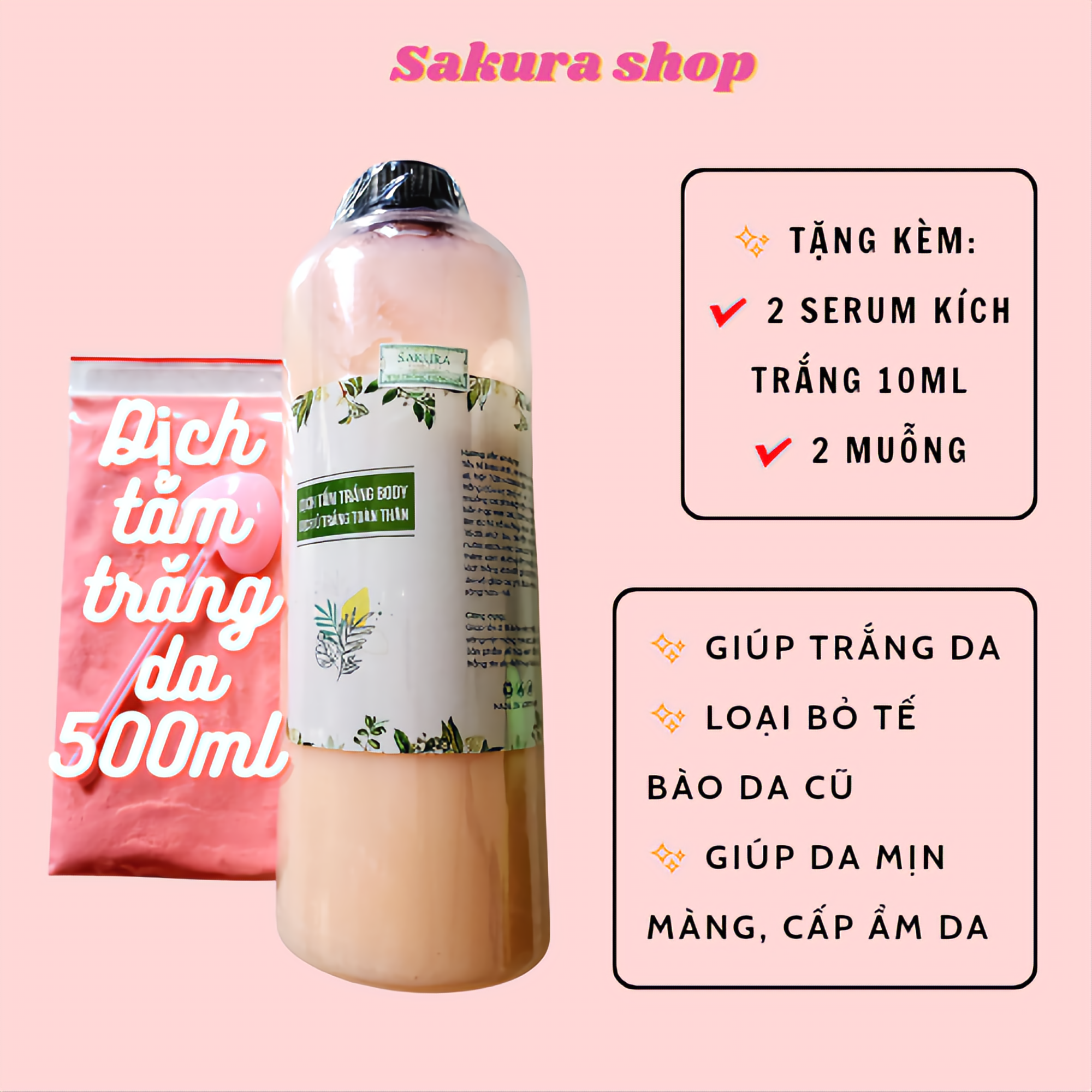 Tắm trắng hương trái cây giúp trắng da toàn thân chai 500ml