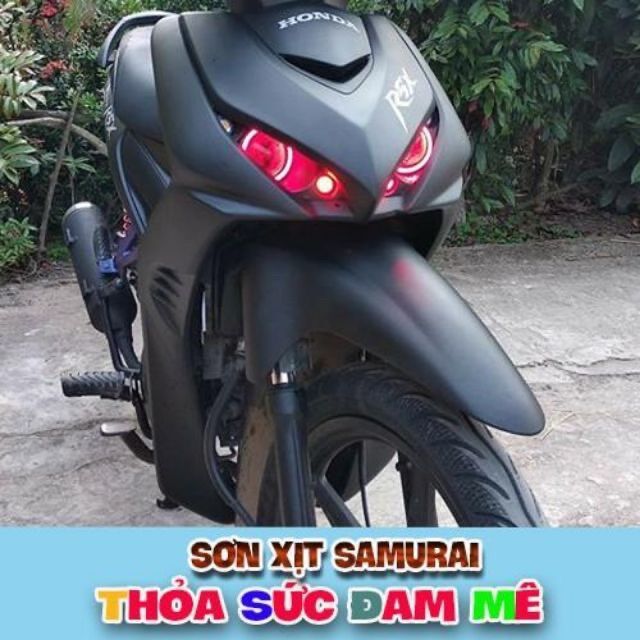 Combo sơn đen nhám samurai - sơn lóp UCH210, sơn đen nhám 109A, bóng mờ 128A
