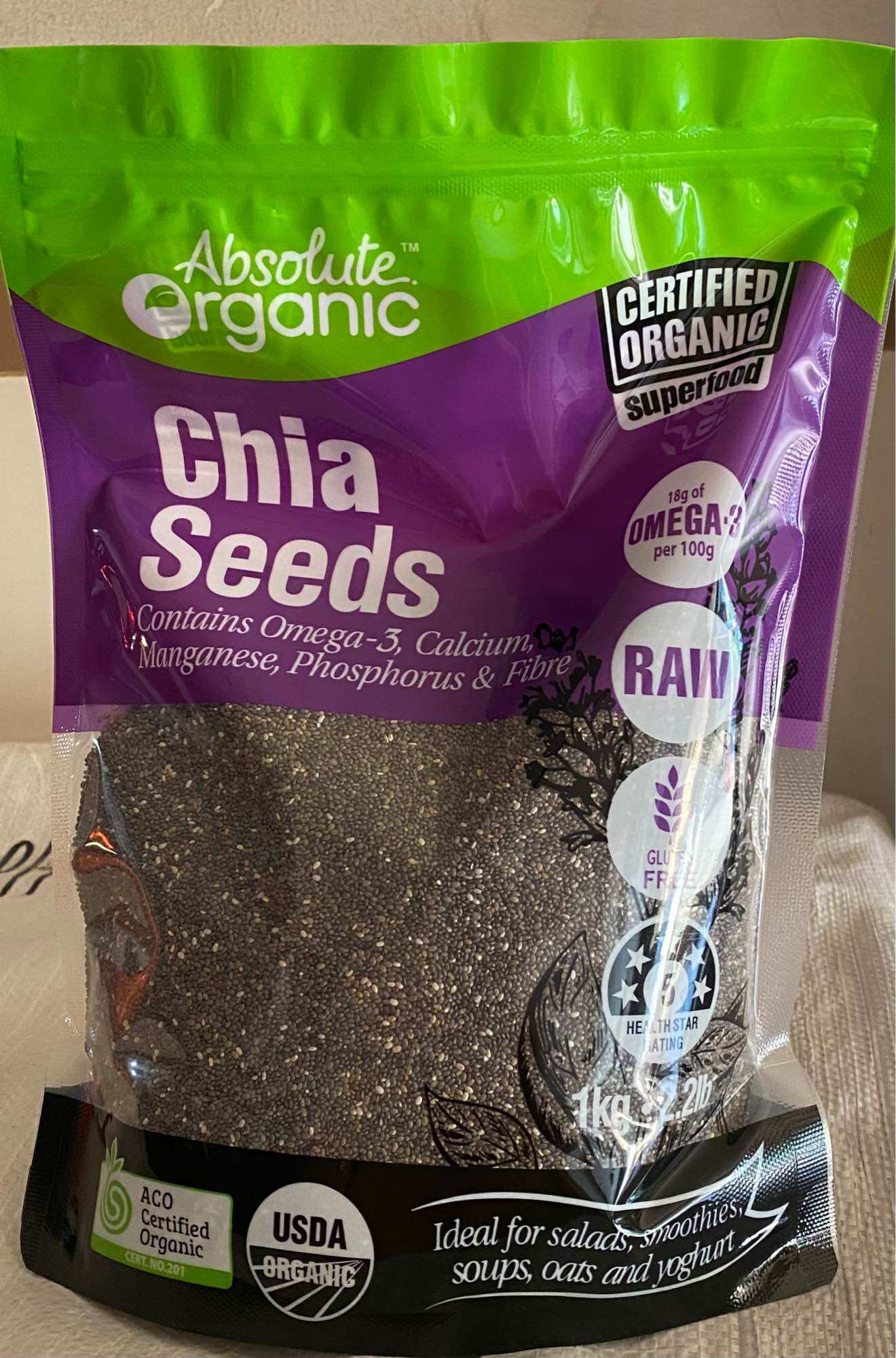 1kg Hạt chia Úc tím (túi Zip 1kg)