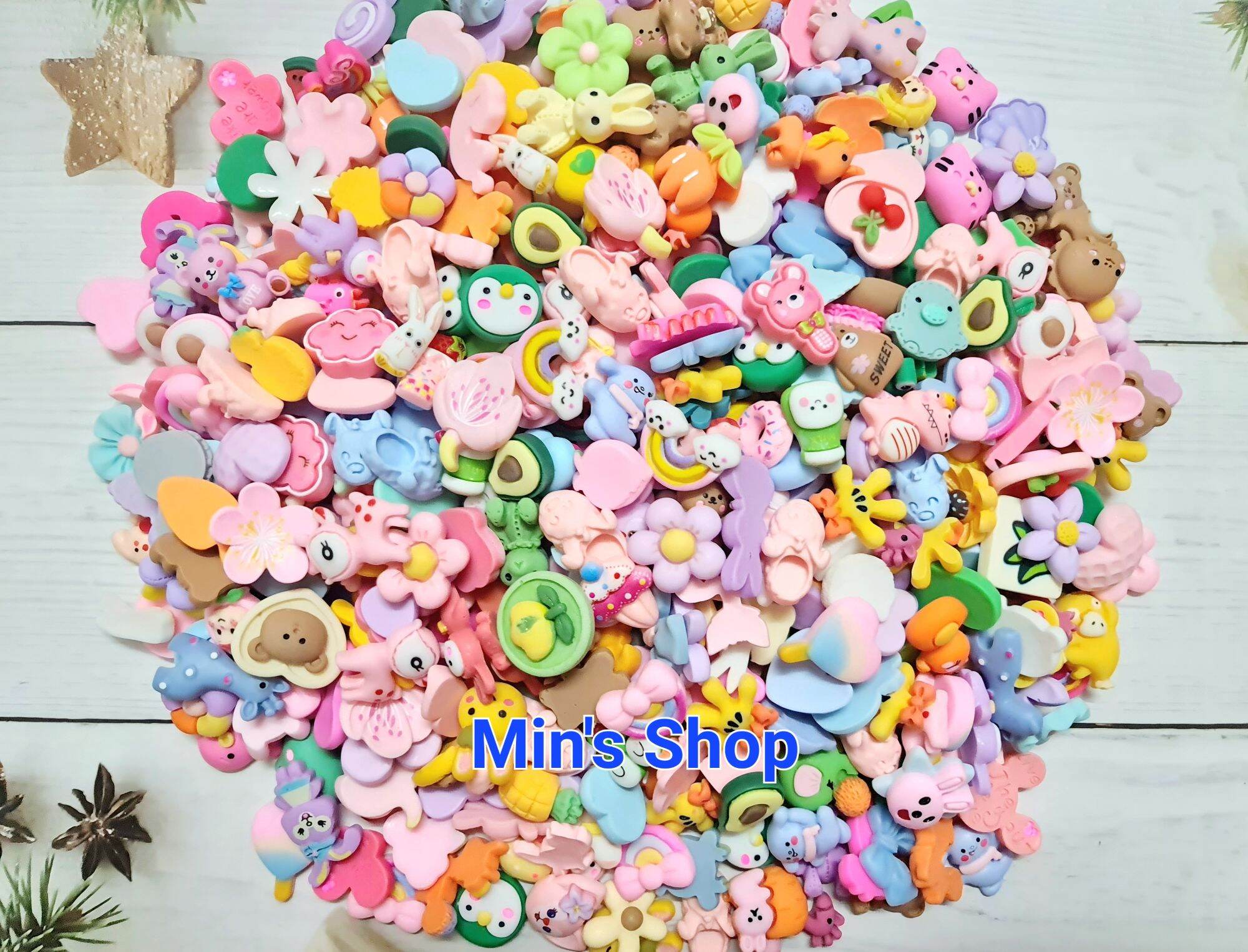 Set 100 charm/center nhám trộn nhiều mẫu xinh (có cả những mẫu ko có trong ảnh)