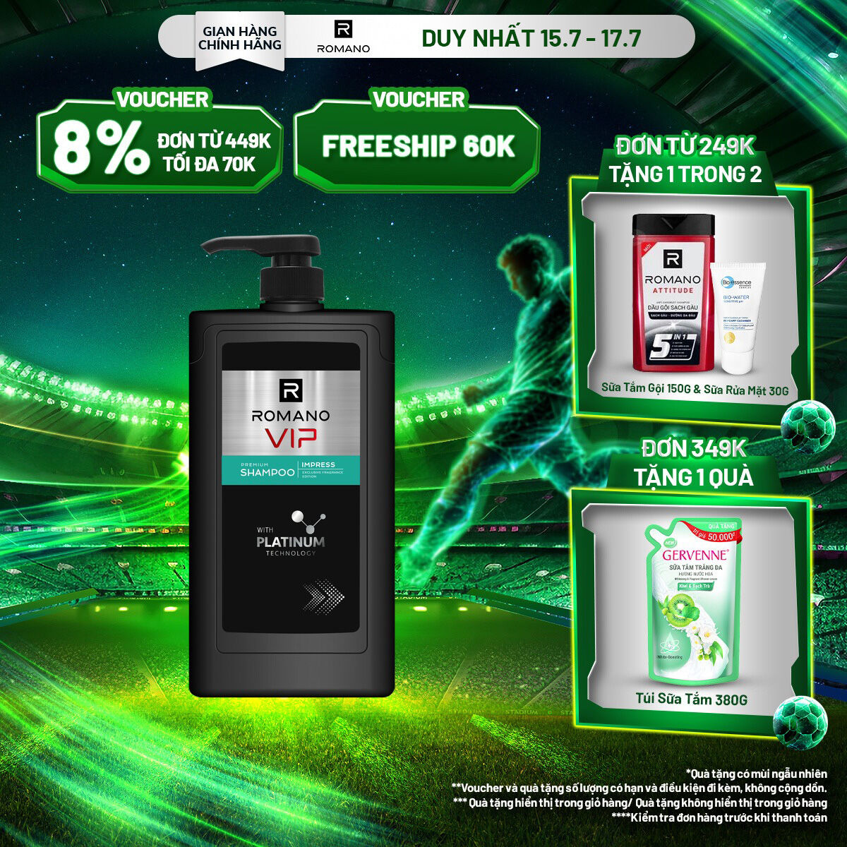 Dầu gội Romano VIP IMPRESS 650G