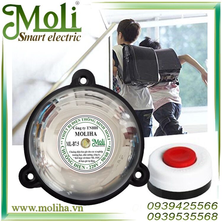 Chuông reo báo giờ 7.5 cm moli tặng kèm nút nhấn