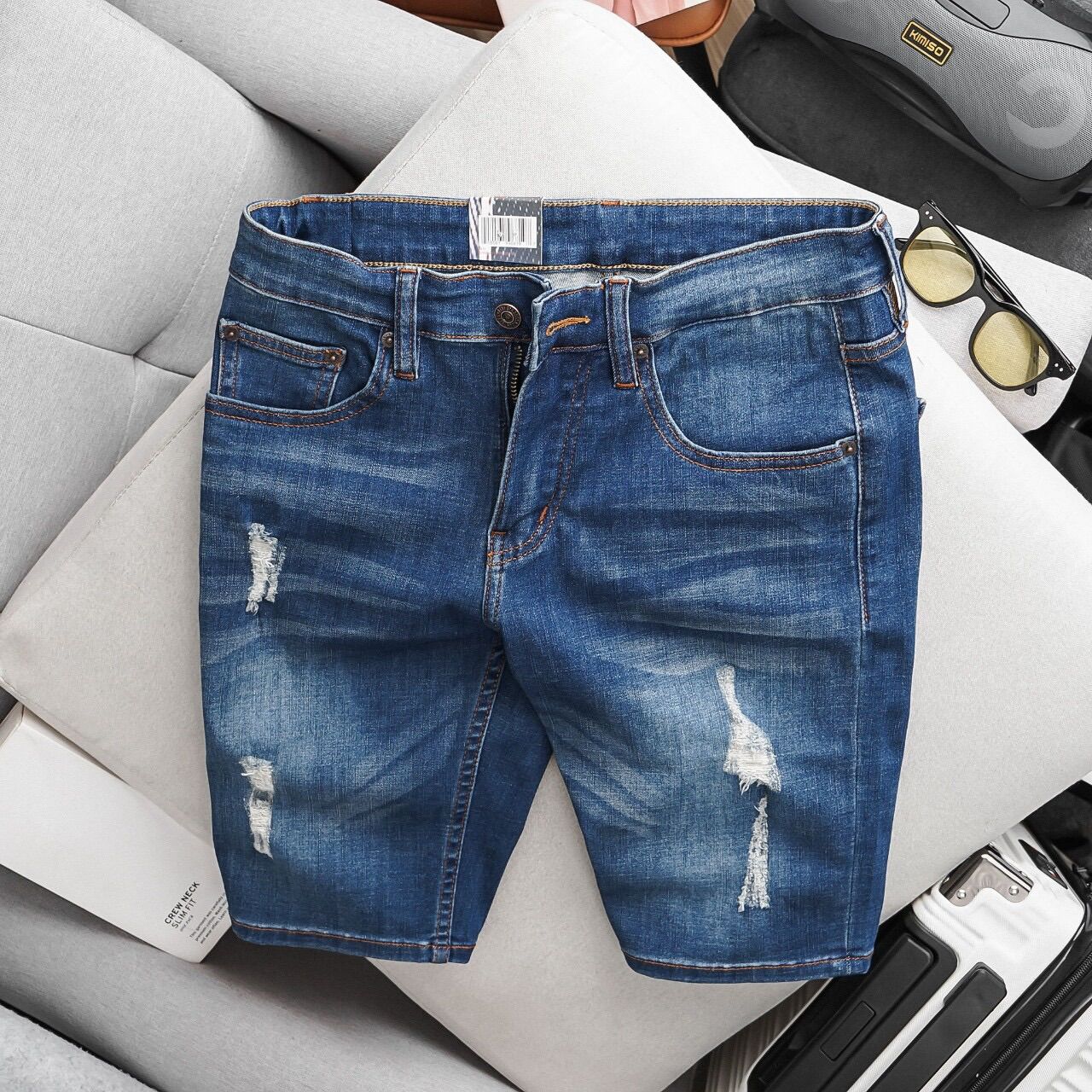 Quần short jean nam cao cấp quần ngắn jeans co giản