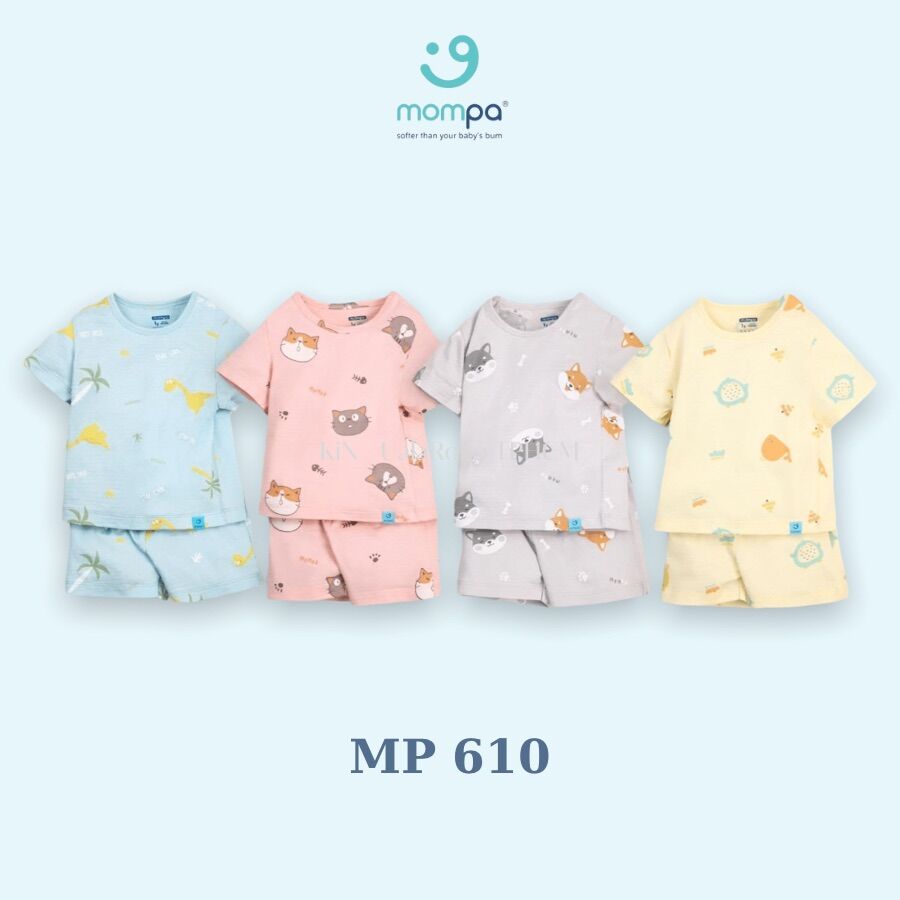 MP610 - Bộ cộc tay Mompa vải Cotton giấy Hàn Quốc cao cấp, mềm mịn thoáng mát cho bé trai và bé gái