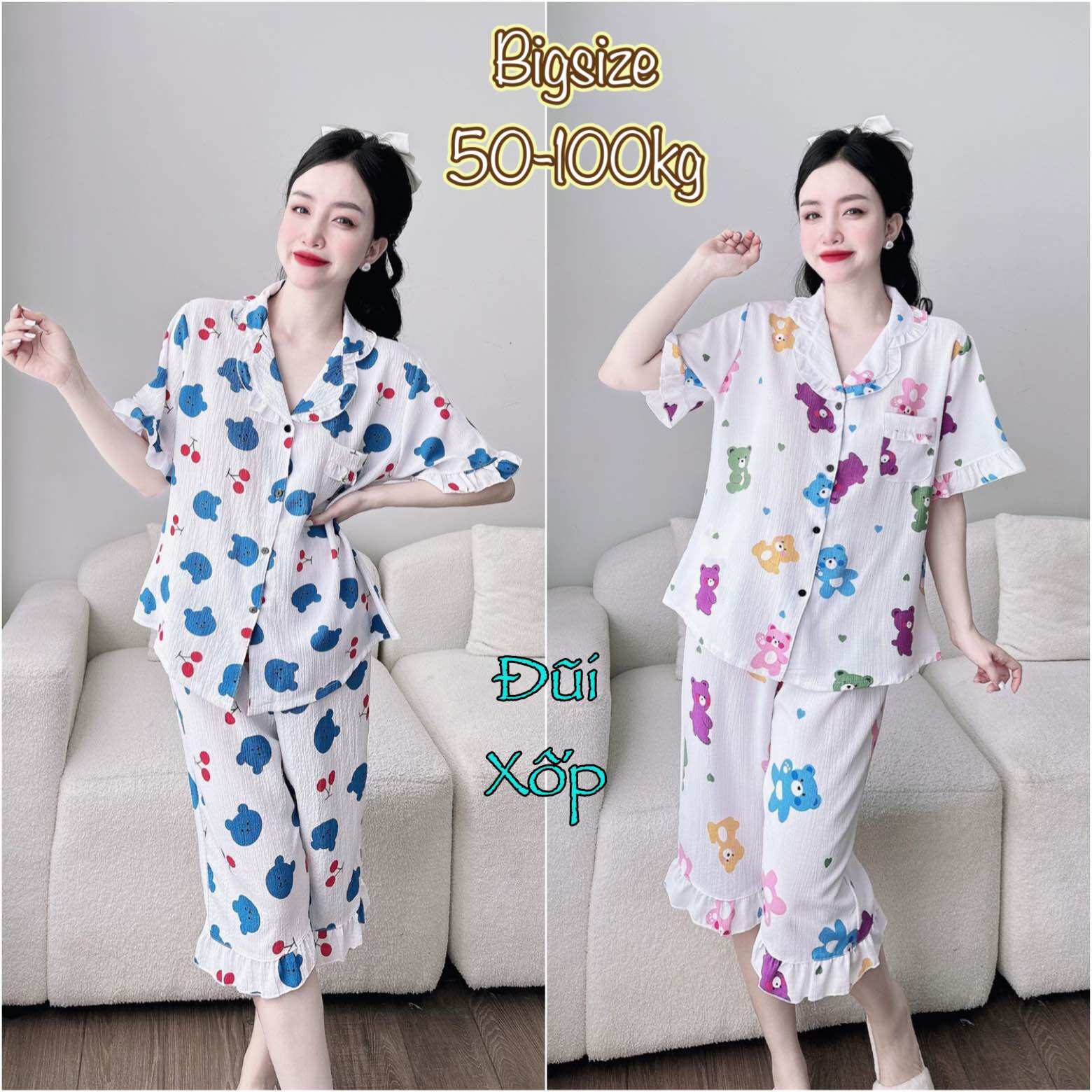 Đồ bộ đũi xốp bigsize cao cấp - chất vải đẹp mát - mẫu xinh - lụa mango, lụa nhật, gấm, satin