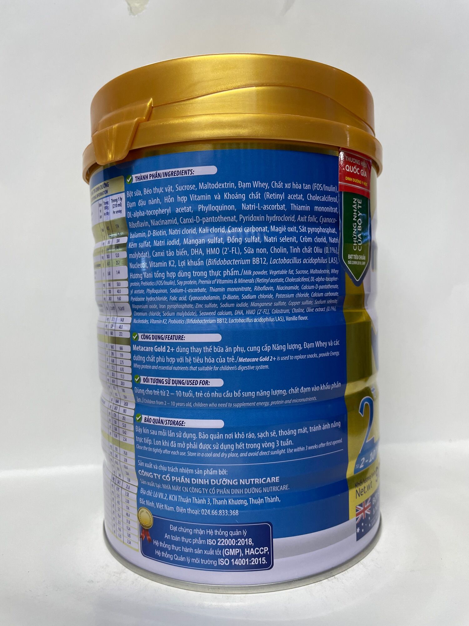 Sữa bột Metacare Gold 2+ lon 900g date: 1/2025