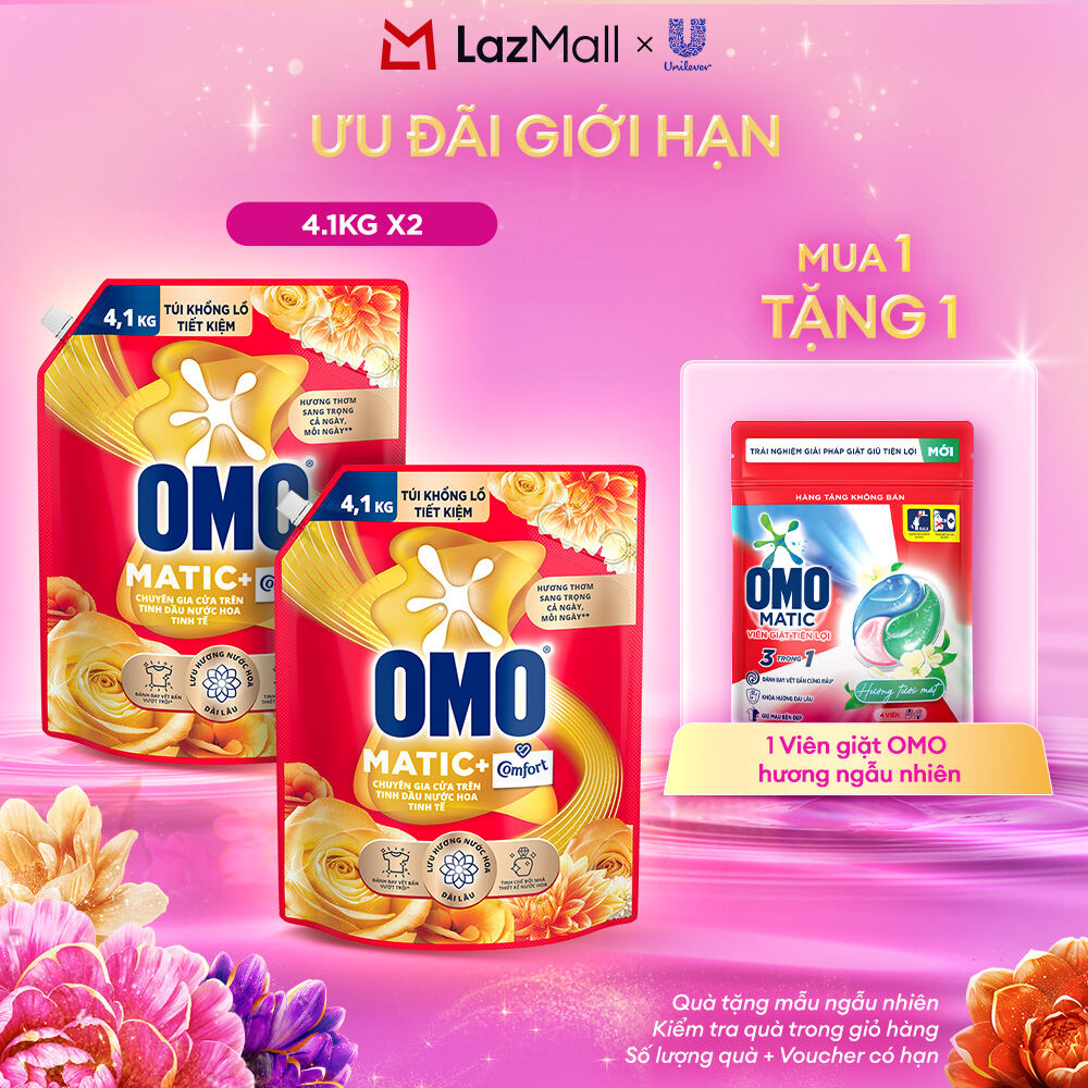 (Livestream) - Combo 2 túi nước giặt OMO Matic cửa trên 4.1kg/túi