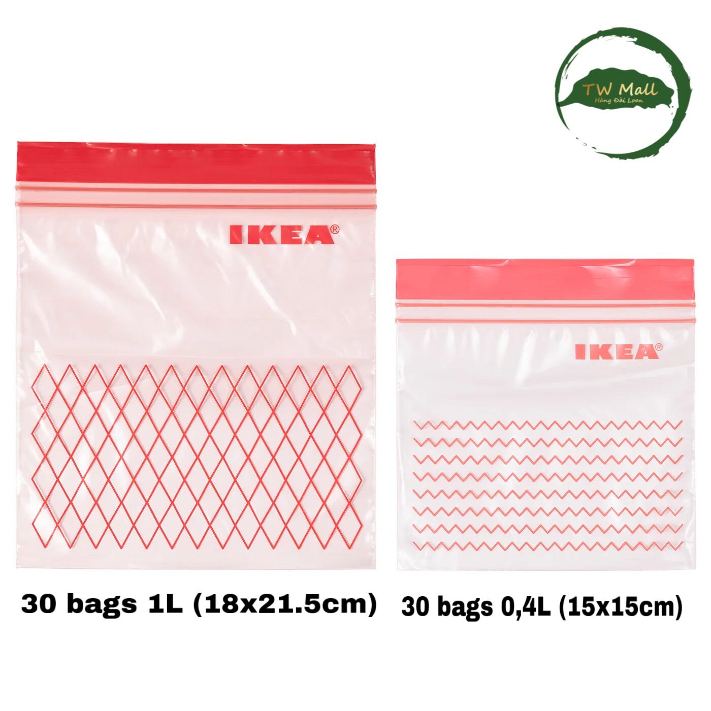 HỘP 60 TÚI ZIP LOCK IKEA ISTAD (1L + 0,4L) - TW Mall