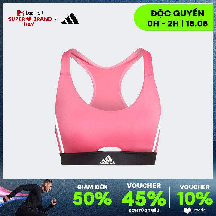 adidas Tập luyện Áo Bra Tập Luyện Hyperglam Medium Support Powerreact Nữ Hồng HJ9692