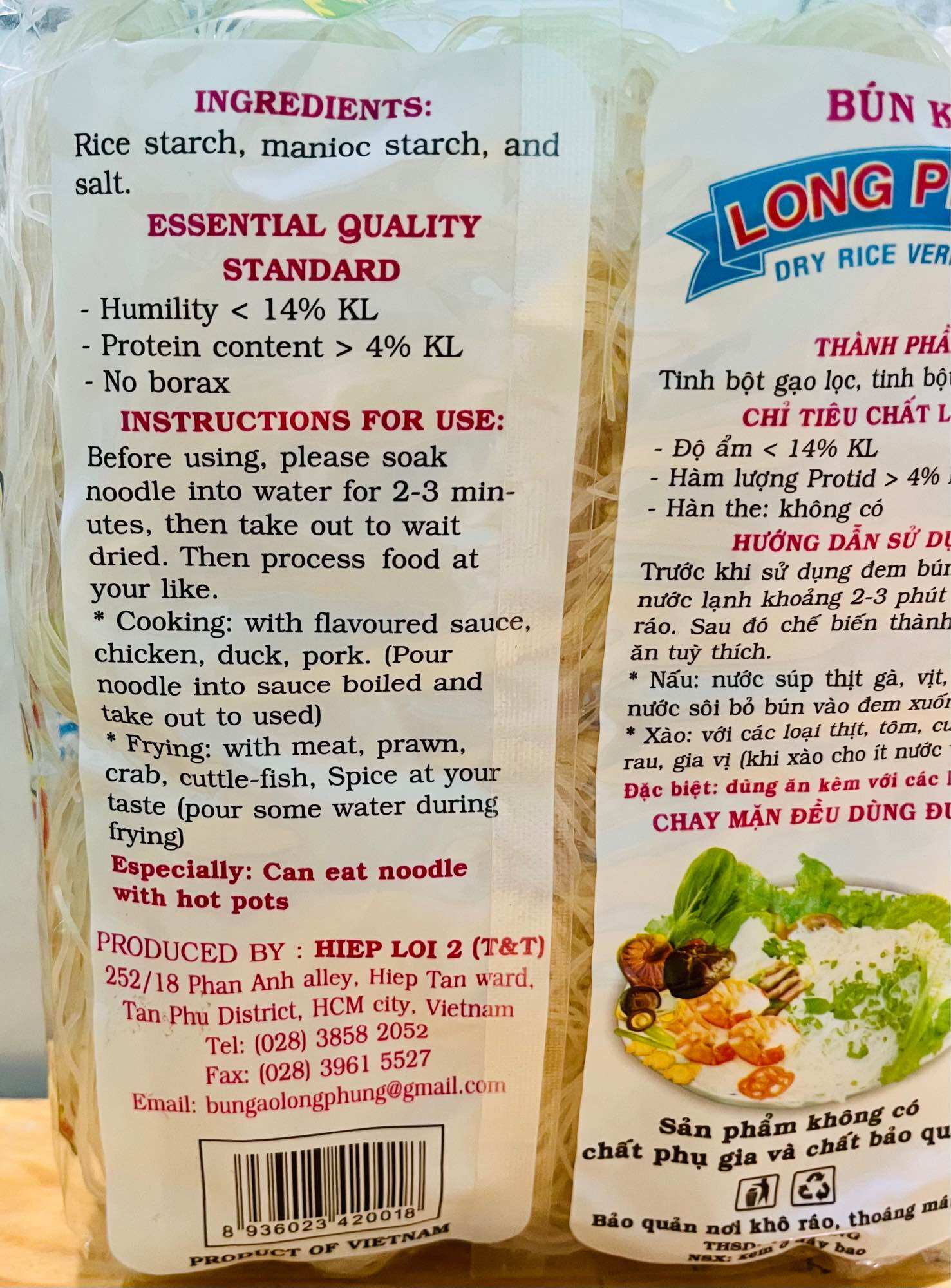 Bún gạo khô Long Phụng dạng gói (500g)/dạng 10 vắt (400g)