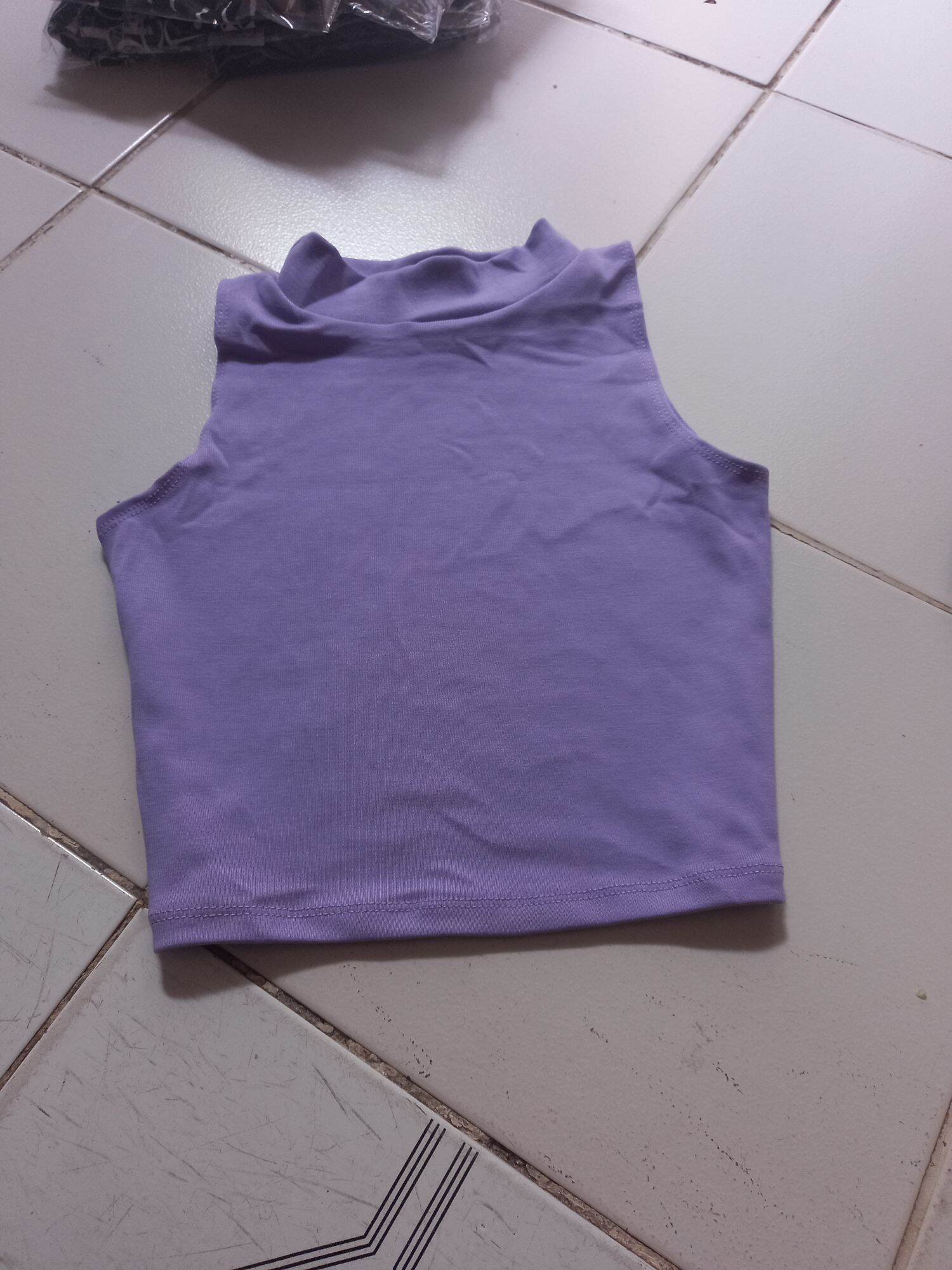 Áo Thun Cổ Cao 3cm Sát Nách Croptop