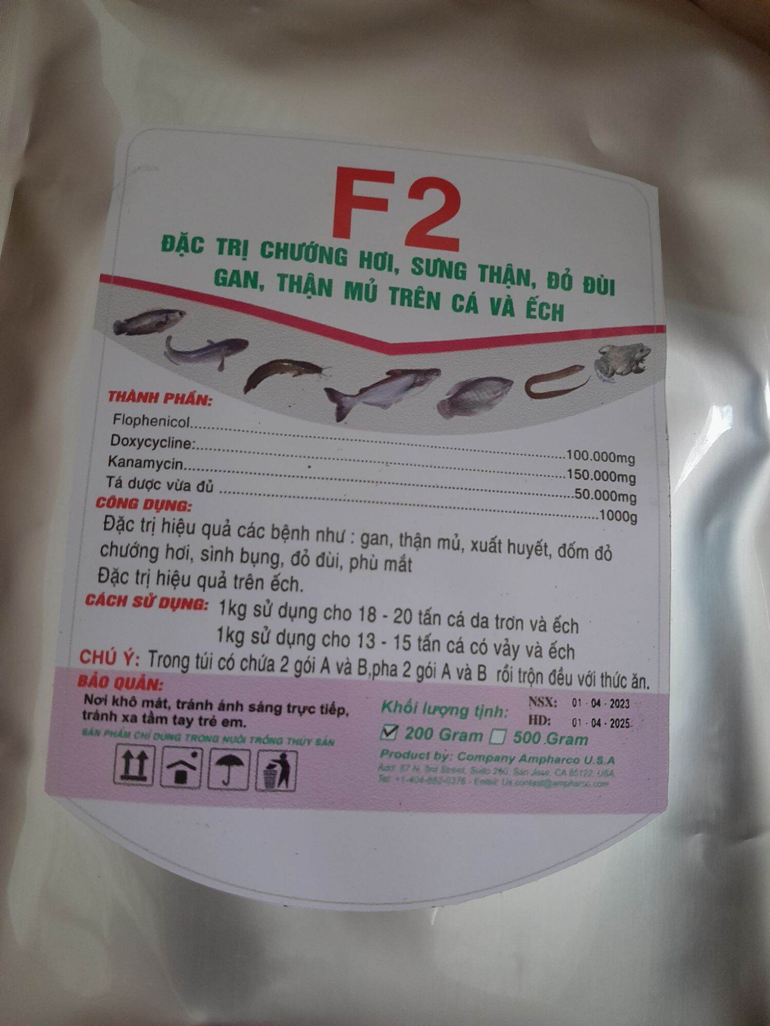 [Sản phẩm tốt]F2 - Chướng hơi, sưng thận, đỏ đùi,...trên lươn, cá, ếch