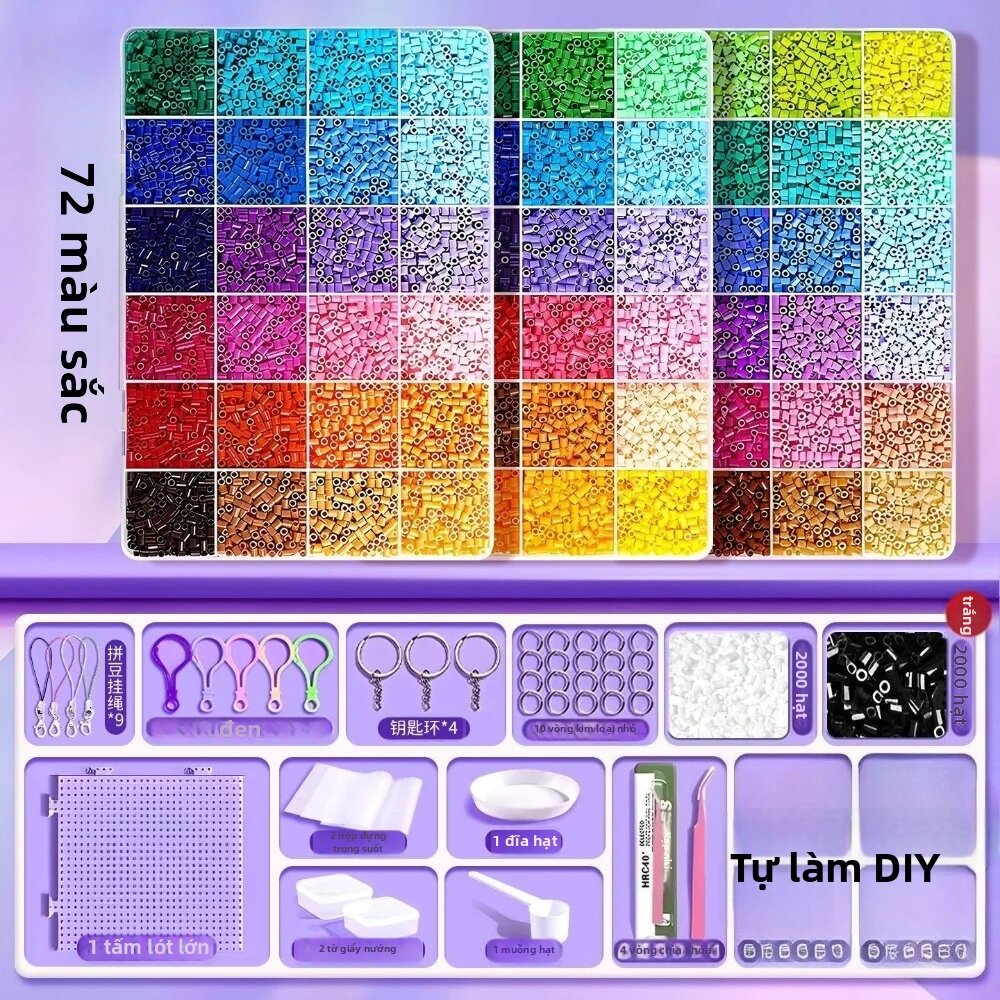 Hama Hạt Xếp Hình Perler Fuse Tự Làm Đồ Chơi Giáo Dục 24/48/72 Màu 2.6 Mm Hạt Sắt Nhiệt Khảm Cho Phát Triển Trí Thông Minh