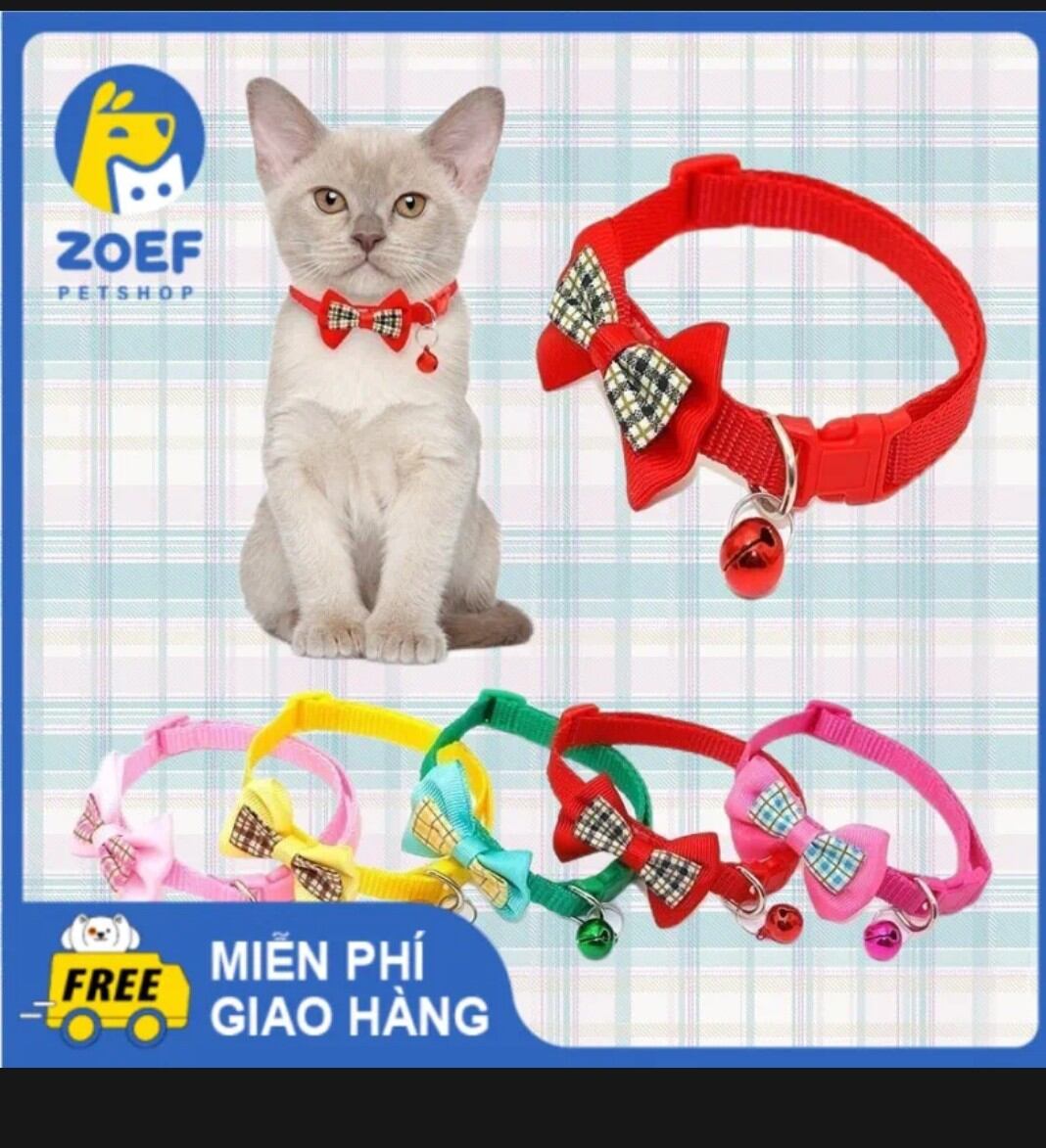 Vòng cổ cho mèo chó có chuông hình nơ