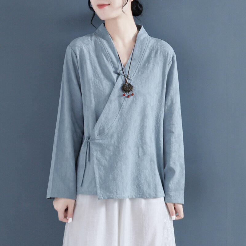 Áo Sơ Mi Hanfu Phong Cách Mới Mùa Xuân Hè 2022 Áo Vest Pha Lanh Cotton Cổ Điển Phong Cách Trung Hoa Cổ Điển Dành Cho Nữ