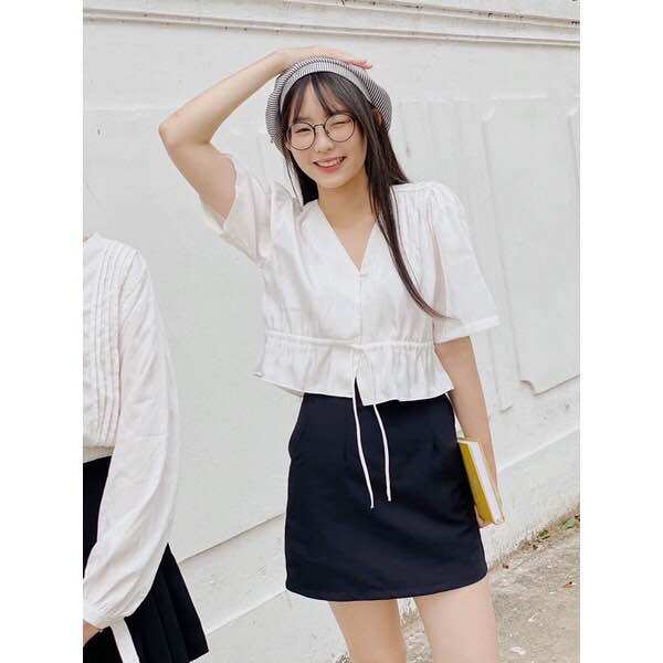Dob - áo lụa phối dây eo snow