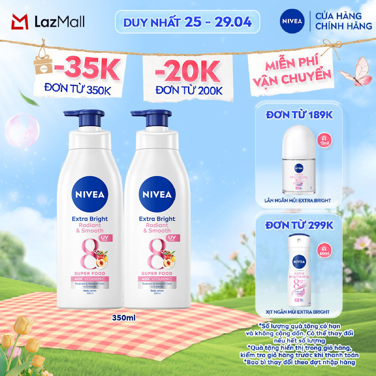 Bộ 2 Sữa Dưỡng Thể NIVEA 8 Super Fooods Dưỡng Sáng Da | Mịn Da (350 ml) - 98413