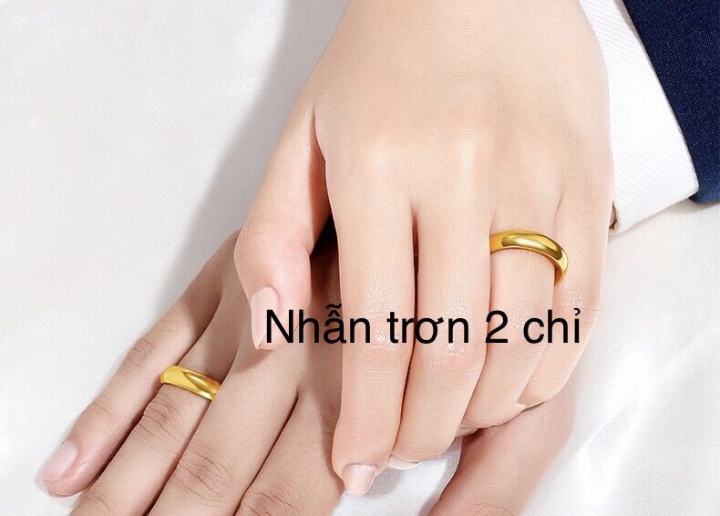 Nhẫn trơn mạ vàng 24k khắc 9999 loại nhẫn 2 chỉ