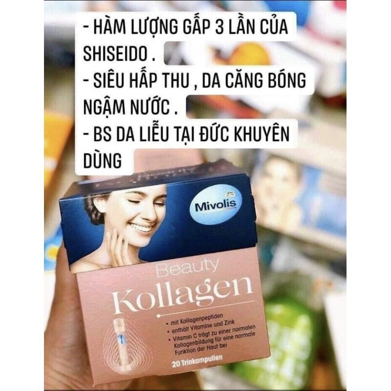 Kollagen Mivolis Beauty collagen thuỷ phân của Đức - Trẻ Hoá Làn Da, Hộp 20 Ống- Hàng nội địa Đức