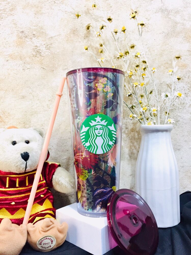 [ Store Mỹ ] Ly Nhựa Starbucks Floral Foil 710ml