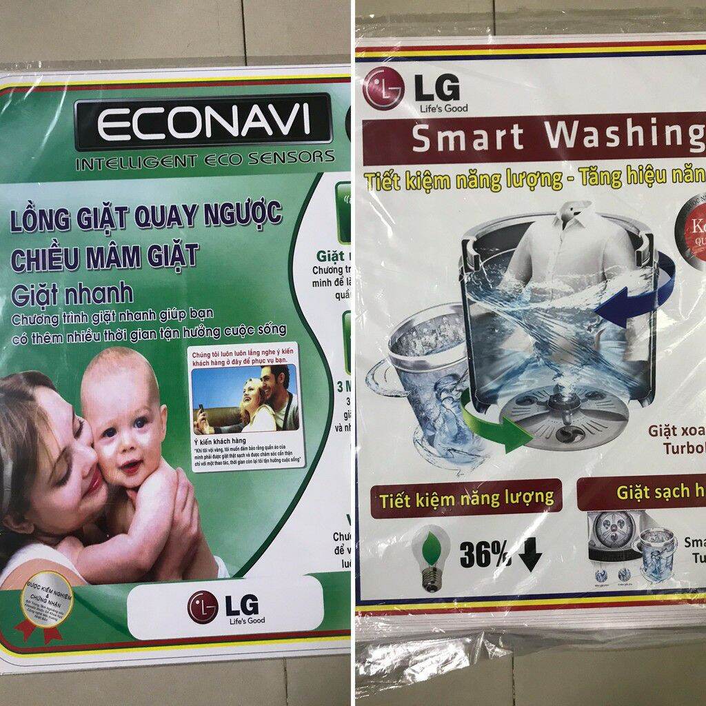 Combo 5 tem dán máy giặt LG