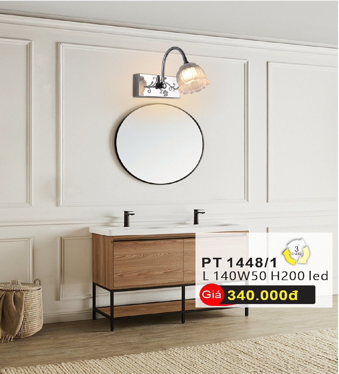 Đèn soi tranh soi gương loại 1 bóng. 2 bóng. 3 bóng. Đèn led 3 chế độ màu