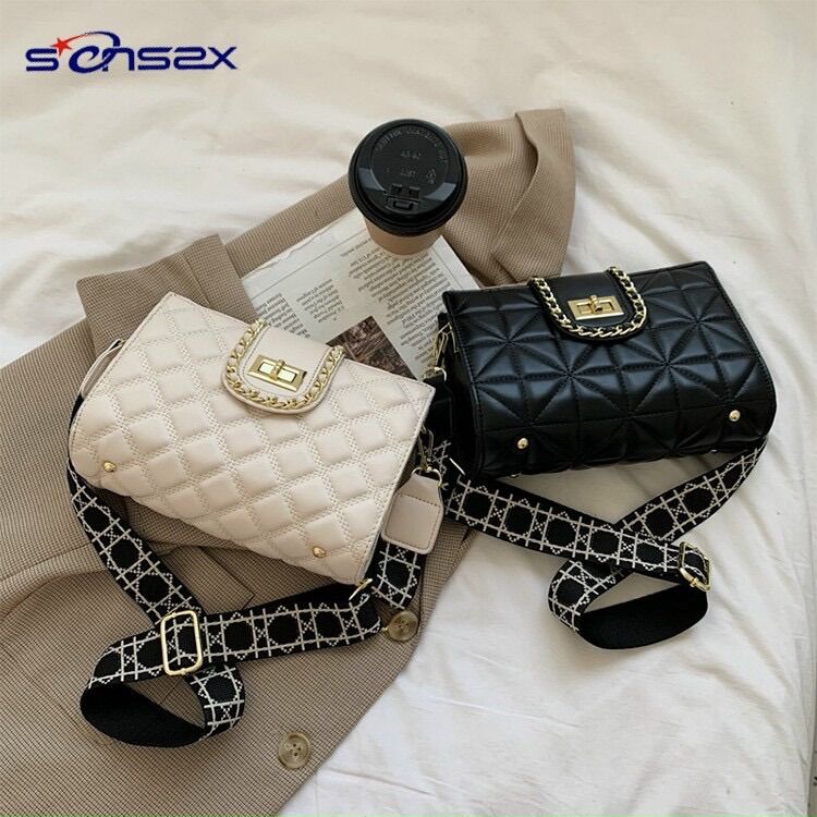 Túi đeo chéo - túi đeo vai dây to, khoá vặn , Trần trám size 20