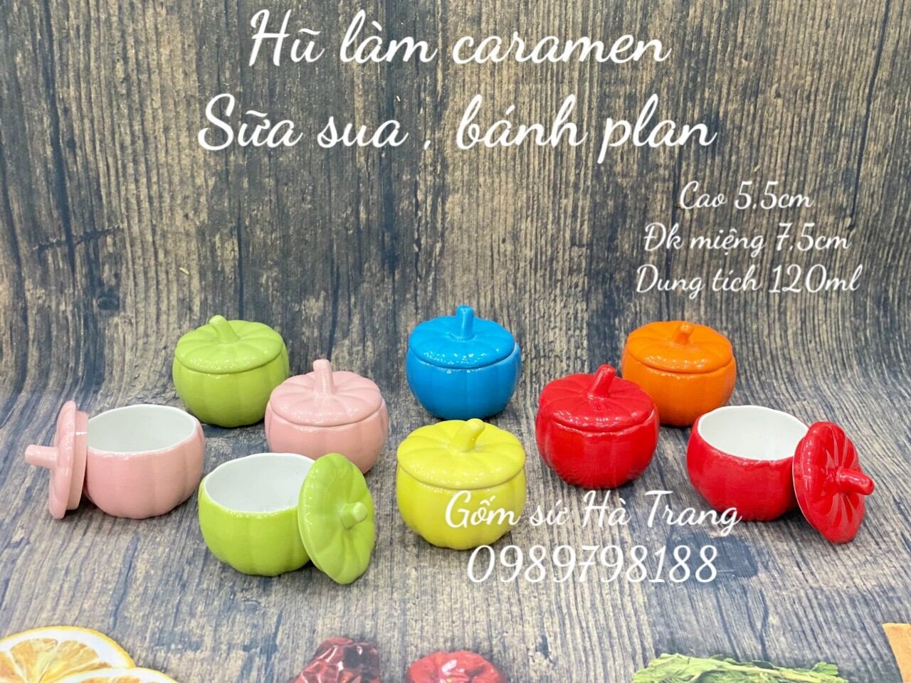 Hũ bí ngô làm caramen gốm sứ Bát Tràng cao cấp không chì