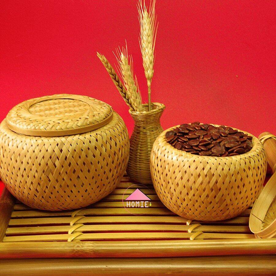 Hộp tre đan đẹp/cơi trầu tre