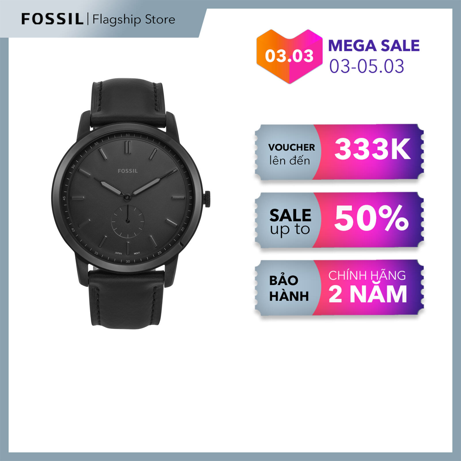 Đồng hồ nam fossil the minimalist - mon fs5447 dây da - màu đen