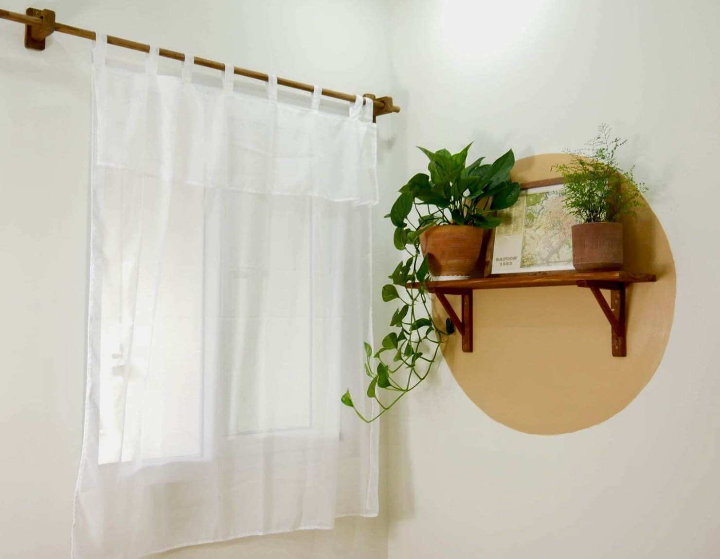 Rèm Cửa Vải Đũi Trắng Vintage - Không Bao Gồm Thanh Treo