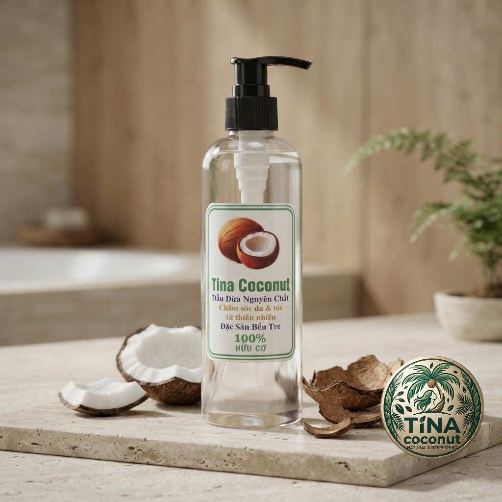 Dầu dừa dưỡng thể cao cấp 100ml. Dầu dừa ép lạnh nguyên chất cao cấp. Dầu dừa dưỡng tóc, dưỡng da, dưỡng thể, massage body.