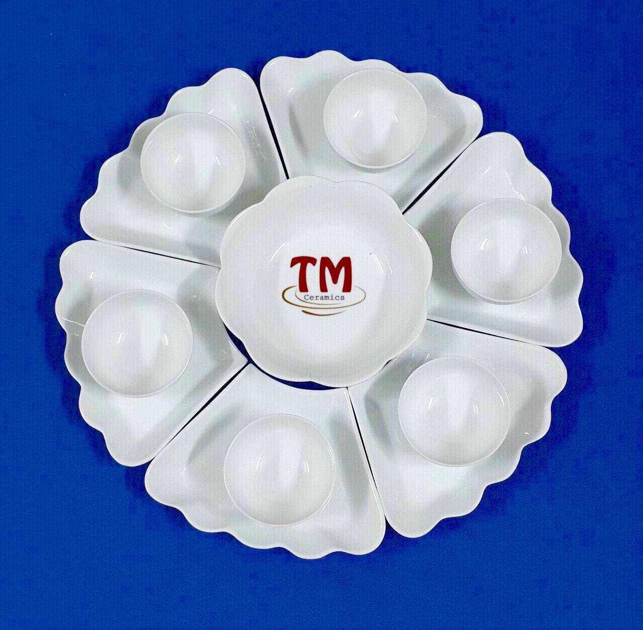 Bộ đồ ăn Trắng tinh sứ Bát Tràng đk 45cm 15 món