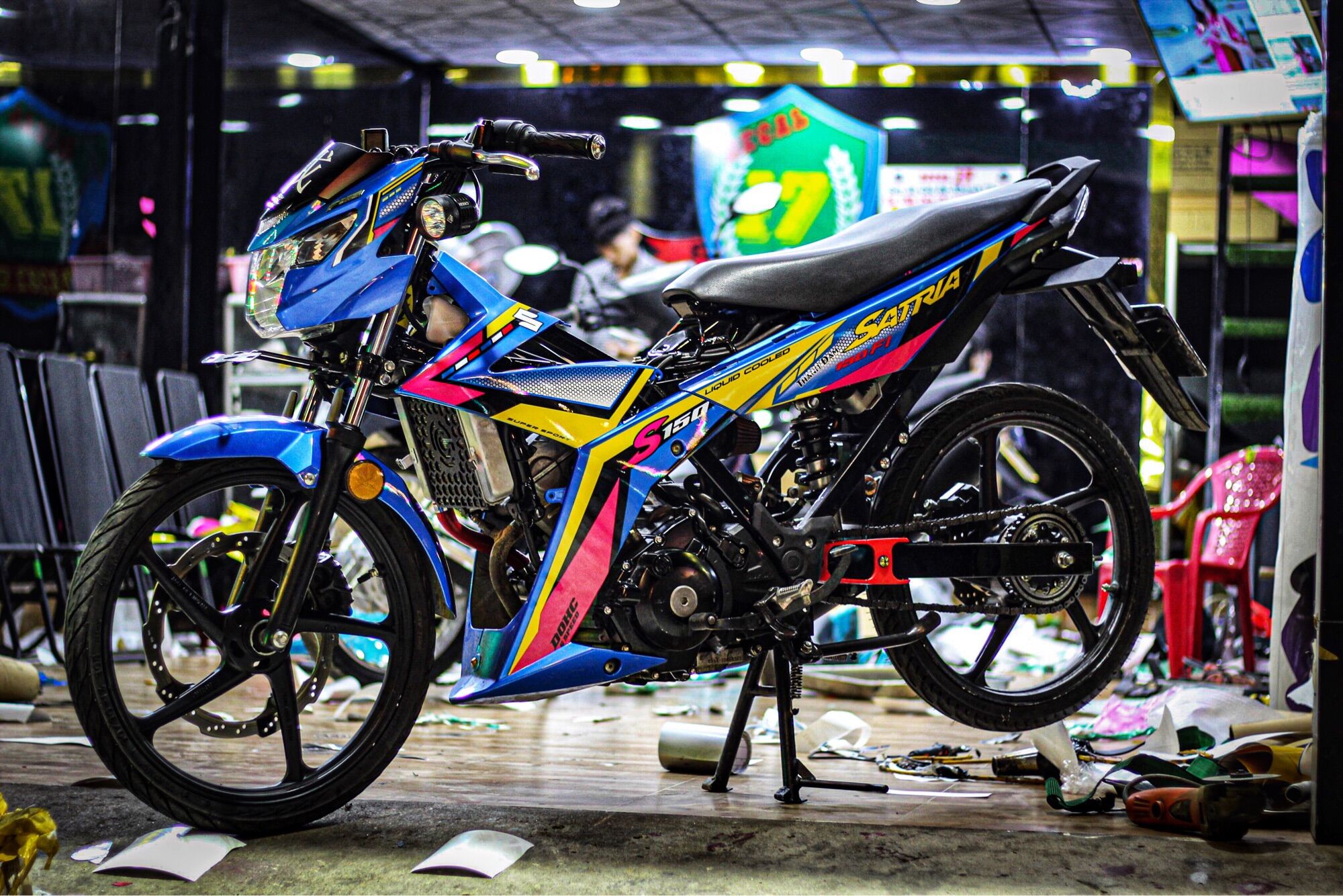 Tem rời satria tem chế xanh candy