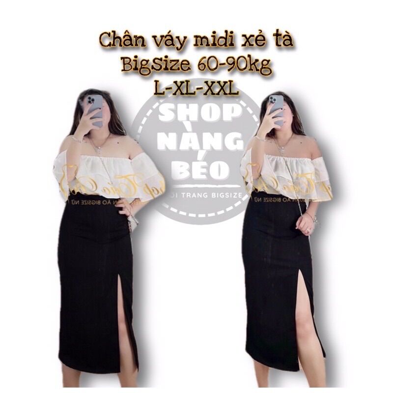 (SHOP TÁO ĐỎ BIGSIZE 50kg đến 90kg) chân váy midi xẻ tà